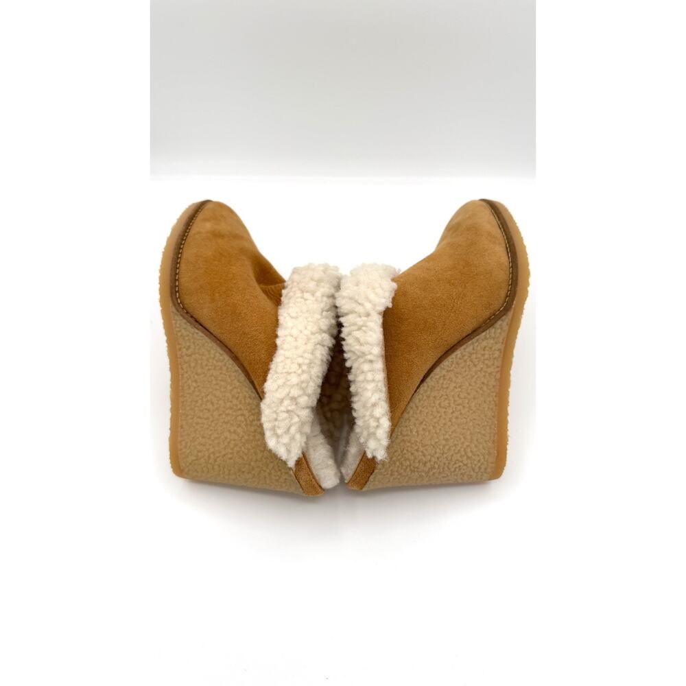 Isabel Marant Takita Tan Brown Suede Shearling Wedge Mule Heels Size 38 NWOB - Picture 8 of 14